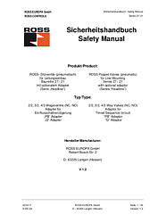 21 & 27 Series Poppet Valves & Adaptors Safety Manual