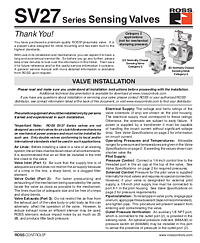 SV27 Series Valves Installation Instructions