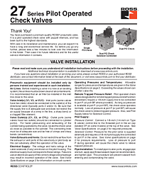 27 Series PO Check Valves Installation Instructions