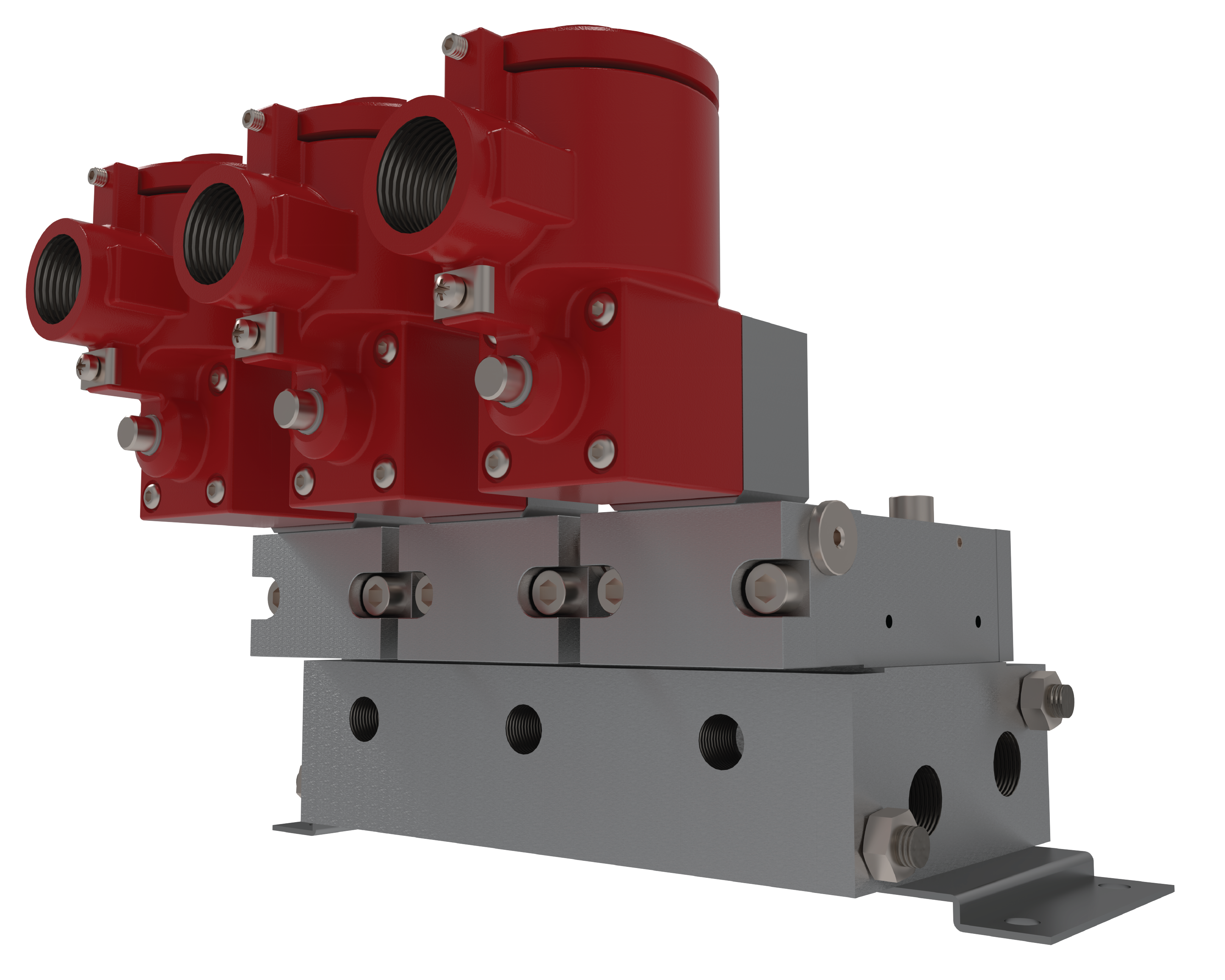 E23-G - 1/4", BSP/NPT, Gang Mount Direct Acting, 3/2, Single Air Inlet, Normally Open or Normally Closed, Single Solenoid